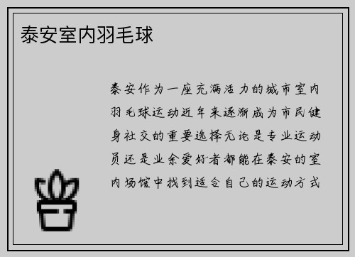 泰安室内羽毛球